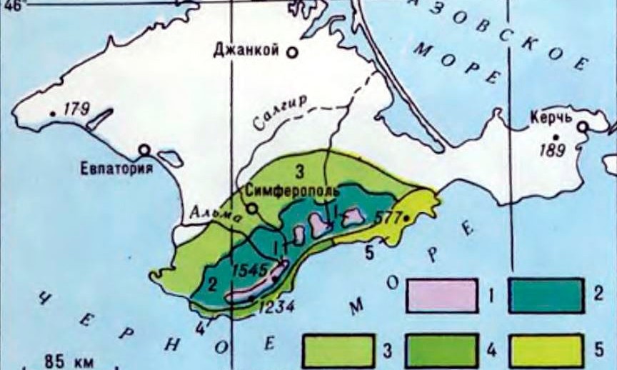 Карта ландшафтов Горного Крыма