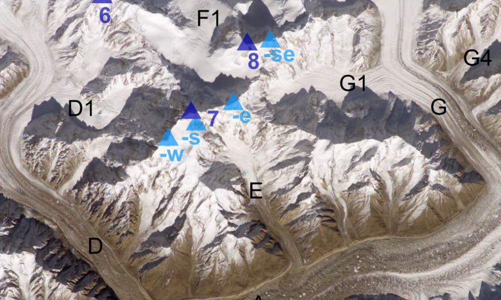 Кунианг-Киш и ледник Гиспар со спутника